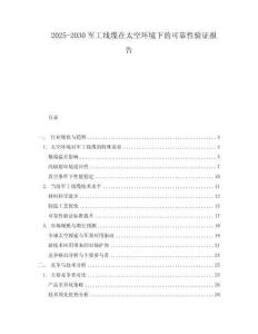 2025-2030軍工線纜在太空環境下的可靠性驗證報告