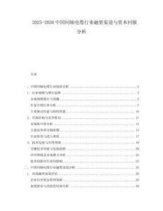 2025-2030中國同軸電纜行業(yè)融資渠道與資本回報分析