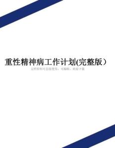 重性精神病工作計(jì)劃(完整版)