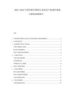 2025-2030中國浮船升降機行業(yè)知識產(chǎn)權保護現(xiàn)狀與維權策略報告