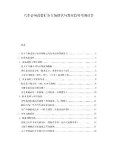 汽車音響改裝行業(yè)市場現(xiàn)狀與發(fā)展趨勢預測報告