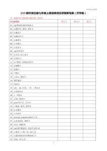 2025新外研社版七年級上英語單詞漢譯英默寫表（開學版）