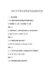 2025年全國信息等級考試試題及答案