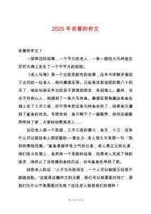 2025年名著的作文