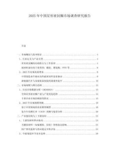 2025年中國星形密封圈市場調查研究報告