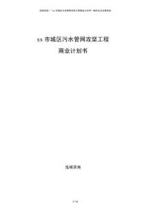 xx市城區(qū)污水管網(wǎng)攻堅工程商業(yè)計劃書