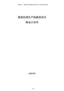 表面處理生產(chǎn)線建設(shè)項(xiàng)目商業(yè)計(jì)劃書