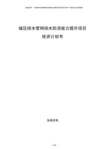 城區(qū)排水管網排水防澇能力提升項目投資計劃書