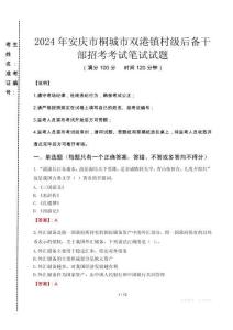 2024年安慶市桐城市雙港鎮(zhèn)村級(jí)后備干部招考真題