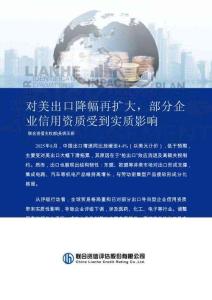 聯(lián)合資信 -對美出口降幅再擴大，部分企業(yè)信用資質受到實質影響 2025
