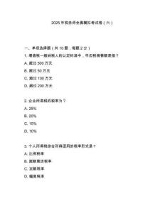 2025年稅務(wù)師全真模擬考試卷（六）