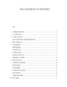 2025年劃手板項目可行性研究報告