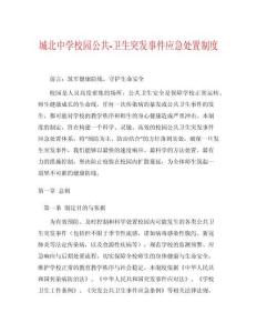 城北中學(xué)校園公共衛(wèi)生突發(fā)事件應(yīng)急處置制度