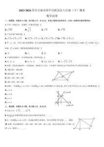 【初二數(shù)學(xué)】吉林市四平市鐵東區(qū)2023-2024學(xué)年八年級(jí)下學(xué)期期末考試試卷(含答案)