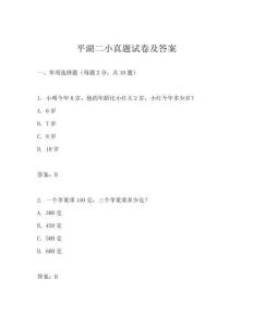 平湖二小真題試卷及答案