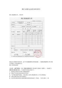 阀门试验记录表如何填写