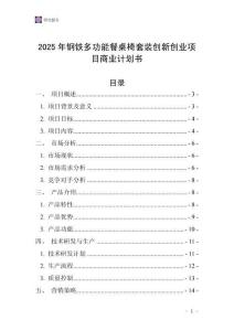 2025年鋼鐵多功能餐桌椅套裝創(chuàng)新創(chuàng)業(yè)項目商業(yè)計劃書