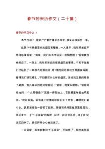 春節(jié)的來歷作文（二十篇）