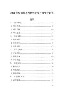 2025年鉆探機具創新創業項目商業計劃書