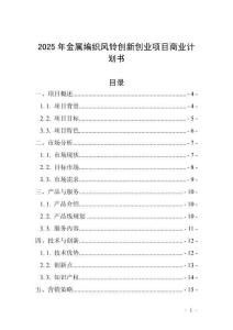 2025年金屬編織風(fēng)鈴創(chuàng)新創(chuàng)業(yè)項(xiàng)目商業(yè)計(jì)劃書(shū)