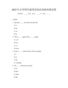 2025年小學(xué)四年級(jí)英語語法基礎(chǔ)鞏固試卷