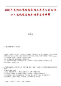 2025年蕪湖鳳鳴控股集團及其子公司選調(diào)10人筆試參考題庫附帶答案詳解