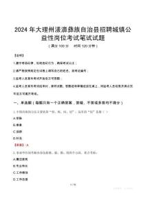 2024年大理州漾濞彝族自治縣招聘城鎮(zhèn)公益性崗位真題
