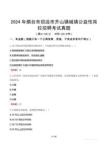 2024年煙臺(tái)市招遠(yuǎn)市齊山鎮(zhèn)城鎮(zhèn)公益性崗位招聘考試真題