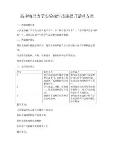 高中物理力學(xué)實(shí)驗(yàn)操作技能提升活動方案