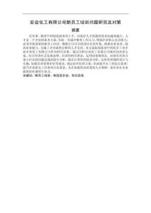 宏業(yè)化工有限公司新員工培訓(xùn)問(wèn)題研究及對(duì)策