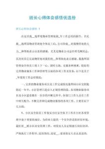 班長(zhǎng)心得體會(huì)感悟優(yōu)選份