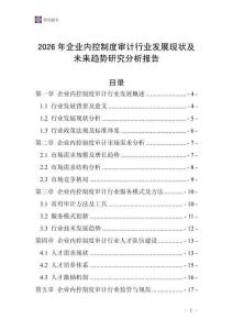 2026年企業(yè)內控制度審計行業(yè)發(fā)展現(xiàn)狀及未來趨勢研究分析報告