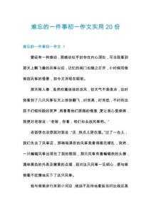 難忘的一件事初一作文實用20份