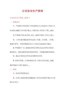 公司安全生產(chǎn)管理