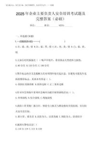2025年企業(yè)主要負責(zé)人安全培訓(xùn)考試題及完整答案(必刷)