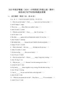2025年秋滬教版（2024）小學英語三年級上冊（期中）綜合詞匯句子專項訓練題及答案