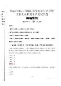 2025年陸豐市碣石新安職業(yè)技術(shù)學(xué)校招聘考試真題
