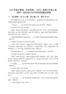 2025年秋滬教版（五四學(xué)制）（2024）英語六年級(jí)上冊(cè)（期中）綜合詞匯句子專項(xiàng)訓(xùn)練題及答案