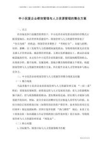 中小民營企業(yè)績效管理與人力資源管理整合方案