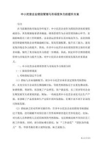 中小民營企業(yè)績效管理與市場競爭力的提升方案