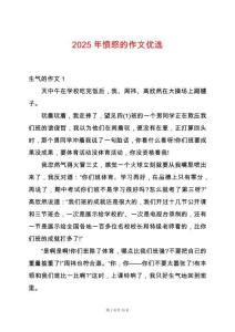 2025年憤怒的作文優(yōu)選