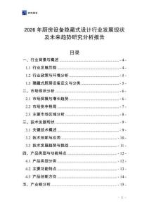 2026年廚房設備隱藏式設計行業(yè)發(fā)展現(xiàn)狀及未來趨勢研究分析報告