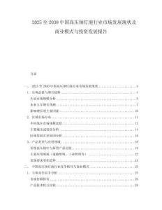 2025至2030中國(guó)高壓鈉燈泡行業(yè)市場(chǎng)發(fā)展現(xiàn)狀及商業(yè)模式與投資發(fā)展報(bào)告