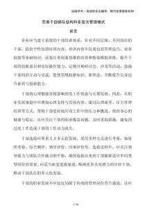 完善干部梯隊結構和多層次管理模式