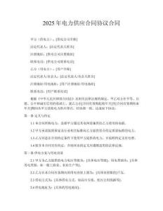 2025年電力供應(yīng)合同協(xié)議合同