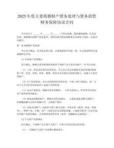 2025年度夫妻離婚財(cái)產(chǎn)債務(wù)處理與債務(wù)清償財(cái)務(wù)保障協(xié)議合同