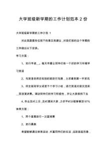 大學(xué)班級(jí)新學(xué)期的工作計(jì)劃范本2份