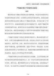 產(chǎn)教融合模式下的教師隊(duì)伍建設(shè)