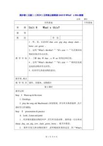 湘少版（三起）（2024）三年級(jí)上冊(cè)英語(yǔ)Unit 8 What’s this教案