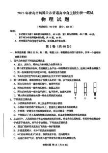 青島市2025年局屬公辦高中自主招生物理試題真題